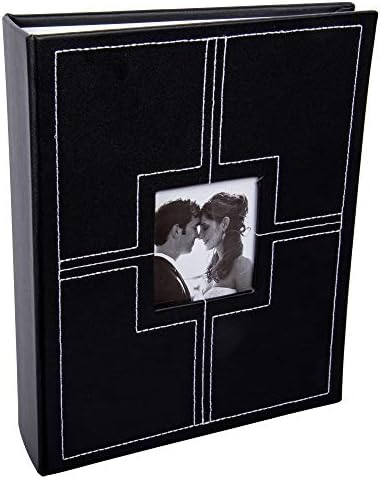 Truu Design Faux кожа мала големина фотографија, 4 x 6 инчи, црн CTG Прекрасен декоративен класик 200-фото албум