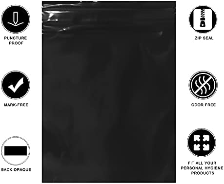 Женски торби за лично отстранување, 6x8 инчи тампон торби за отстранување на тампони од 100 црни непроaирни поштенски заптивки дискретни торби