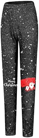 Iius Божиќни хеланки женски ултра меки четкани хеланки Санта Клаус Хулахопки Панталони со високи тренинзи со половината