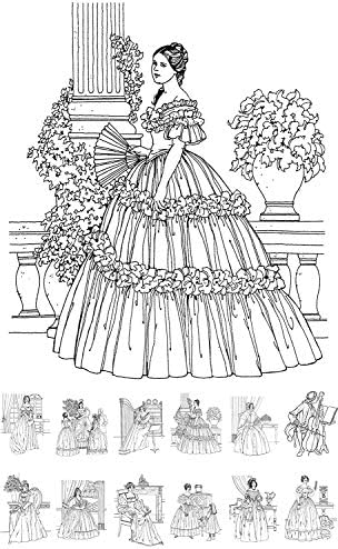 Книга за боење на возрасни Викторија Лејди гроздобер моден флонц дизајни за боење на возрасни