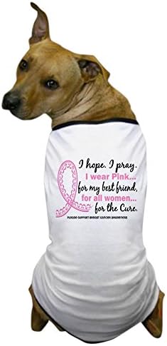 Cafepress Надеж се молат розова маица за рак на дојка, маица за кучиња, домашна облека, смешна костум за кучиња