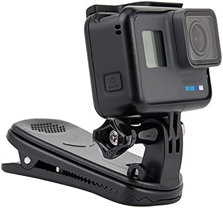 NC Mini стабилен ABS 360 ° Ротационен ранец клип за клип за монтирање црна сесија камера за GoPro Hero6 5 4 3+