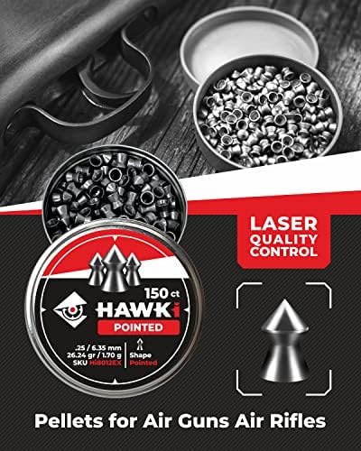 Пелети на Airgun Hawki -.25/6,35мм калибар, 3x150ct зашилен +круг +купови, 3x форми, пелети со пиштол за воздух во Хоки