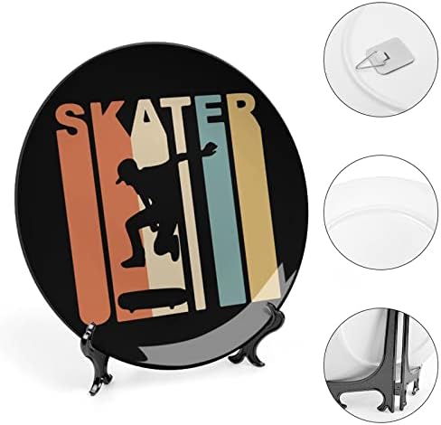 Ретро 1970 -тина скејтер Смешна коска Кина Декоративна чинија со кружни керамички плочи занает со приказ за декорација на wallидови од
