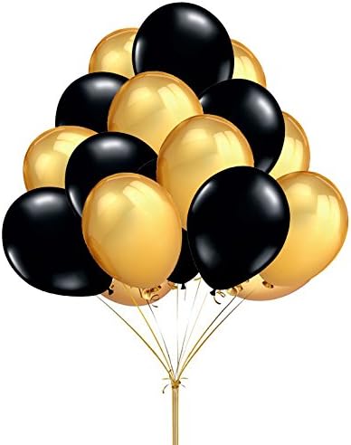 Fecedy 12 100pcs/пакет Злато Црна Круг Балони За Дипломирање Свадба Роденден Бебе Туш партија украси