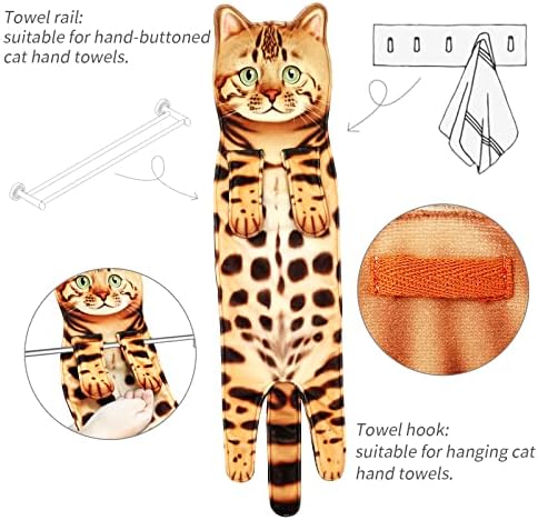 Инфацијални Крпи За Раце од 6 Пакувања За Мачки Поставени За Кујна Во Бања-Симпатична Крпа За Закачување Мачки Украсни Крпи За Миење Животни Крпи