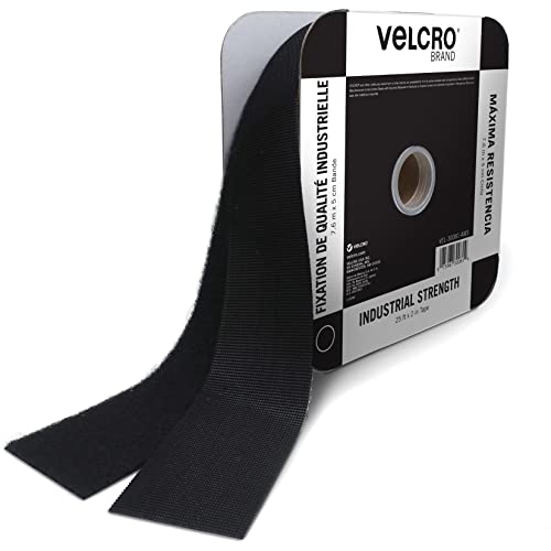 Тешка лента со бренд Velcro со лепило | 25 метри најголемиот дел од 2 ширина | држи 10 фунти, црна | индустриска сила силно задржување
