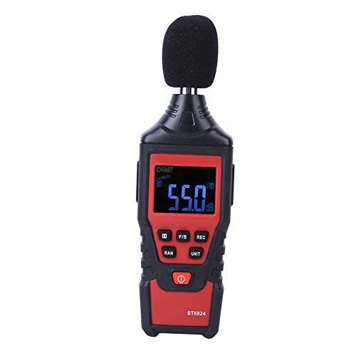 ST6824 Дигитален мерач на ниво на звук мерач на гласовен тестер бучава монитор за децибела Алатка за мерење 30-130dB, може да се користи во домови, канцеларии, училишни ком