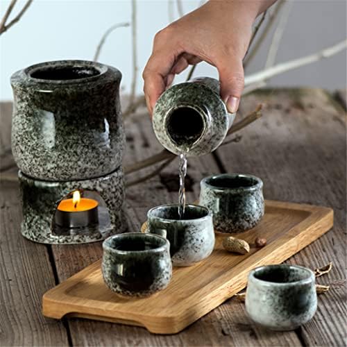 ZSEDP Јапонски раб постави со потопло керамичко шише со керамички шише колкови колши чаши за пиење чаши додатоци за пијалоци