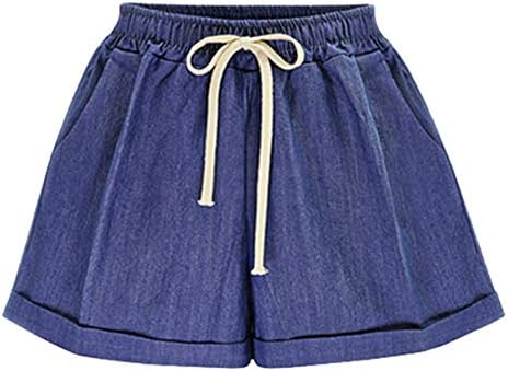 Andongnywell omенски удобни влечење на лежерна еластична еластична половината џебни шорцеви лабави обични кратки панталони