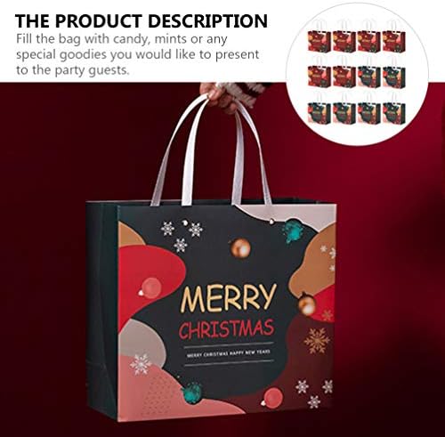 Valiclud Среќни Божиќни торбички торби со рачки што може да се употреби за намирници за одмор, шопинг хартиени торби Божиќна забава