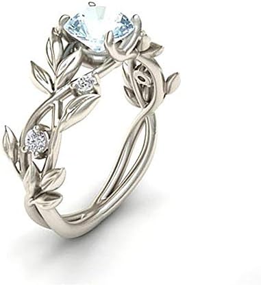 Женски цветни прстени кристал ринестон елегантен цветен лоза лисја дами едноставен сјаен накит прстен 10 удобно и еколошки, сребро