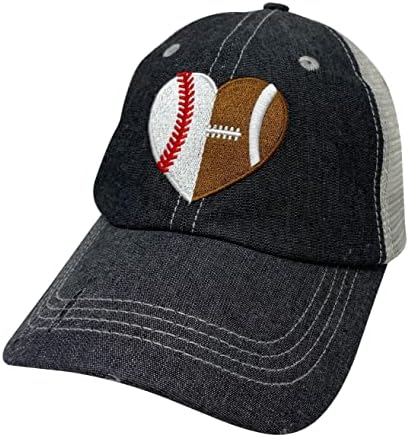 Кокомо душа женска топка мама капа | Половина бејзбол половина фудбалска срцева капа | Фудбалска мама капа | Бејзбол мама капа | Половина