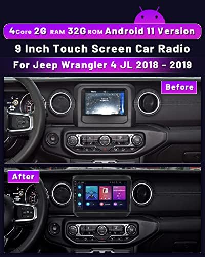2g+32G Android 11 Автомобил Стерео За Џип Wrangler JL Гладијатор JT 2018 2019 2020 2021 Радио Со Безжичен Apple CarPlay Android Auto, Hikity