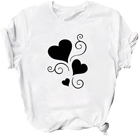 Loveубов срцева кошула Ден на вinesубените жени loveубовни кошули vday облека жена срце маица модни графички маички блузи врвови