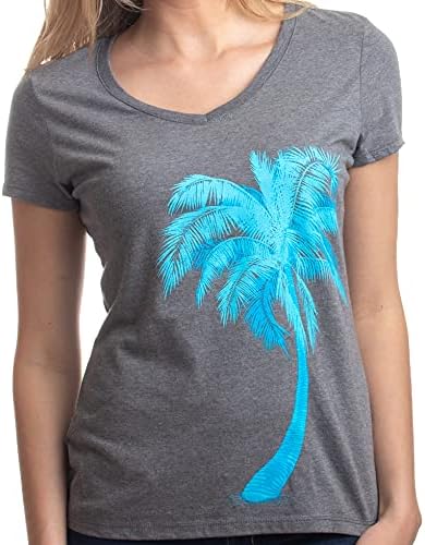 Уметност на палма | Симпатична тропска пустинска печатење, маица за женски врат од Кали Флорида