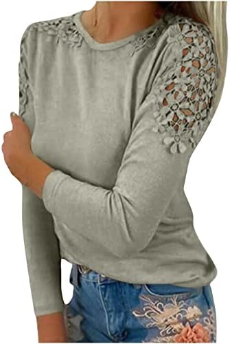 Секси маици на жените стојат јака од чипка крпеница кошули случајно шупливо од блуза цветно ливче за ракави врвови