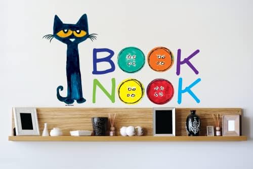 Пит Книгата за мачки ќош декларации - налепница за читање на агол | Groovy винил декорации за библиотека, расадник, училница во градинките,