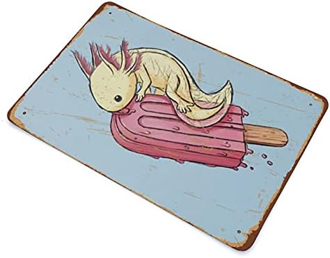 Dreacoss axolotl јадење popsicle Смешно постер егзотично милениче уметност печати симпатична лимска знак за животни за домашен украс подарок
