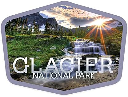 Национален парк на налепница за налепница, Монтана, водопад, контура винил налепница од 1 до 3 инчи, мал