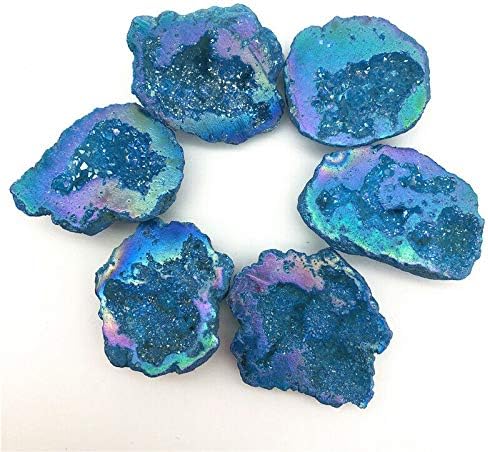 Laaalid xn216 1pc светло сина титаниум аура агат кварц кластер кристал точки геодески примероци декоративни камења и минерали