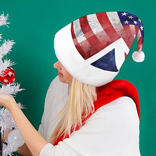 Гроздобер Божиќна Капа Со Знаме НА САД И ВЕЛИКА БРИТАНИЈА Персонализирана Капа На Дедо Мраз Смешни Божиќни Украси