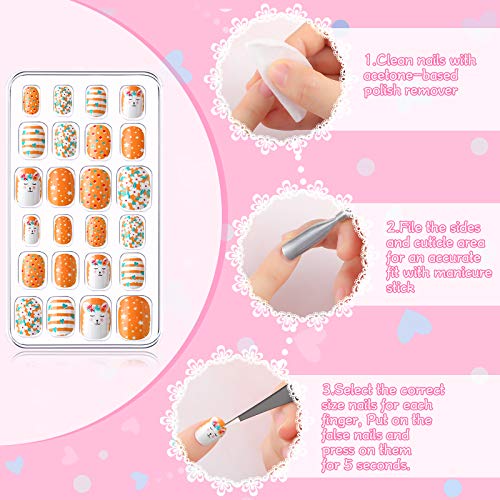 576 парчиња деца притиснете на нокти деца мини лажни нокти кратки лажни нокти со дизајни пред лепак стап на целосна покривка Детска нокти