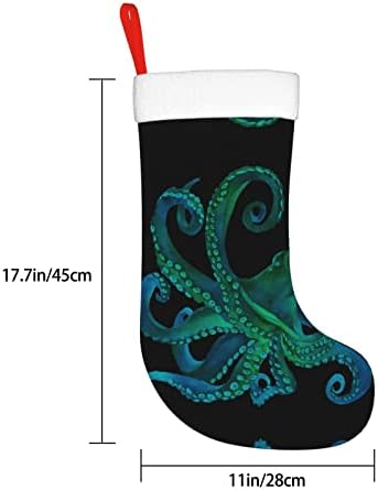 Елбул ги персонализира Божиќните чорапи сини акварели Октопод Божиќно порибување за семејни празници Божиќни забави украси