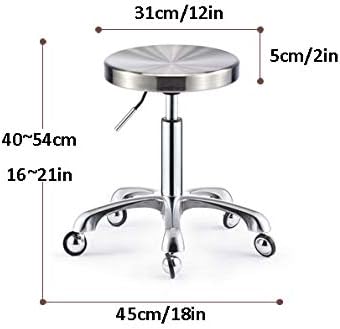 Adjustable Artist Stool on Wheel，Massage Saddle Stool with Silver Stainless Steel Seat，Adjustable Height 40-54 cm，Supported weight 160 Kg，Workshop
