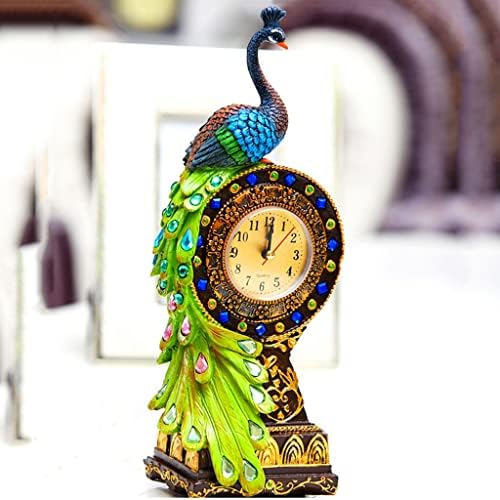 Genigw табела часовник смола кафтови тропски вкус паун часовник дома украс украс