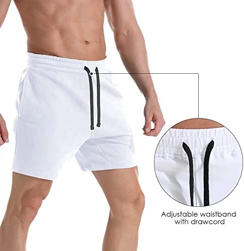 Герлобал машка салата шорцеви со длабоки џебови од 5 инчи тренингот атлетски памучни шорцеви за мажи
