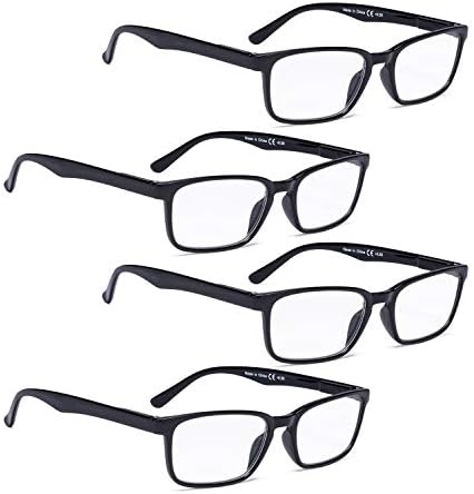 Читање очила 4 пакуваат Правоаголни рамка читатели мажи жени