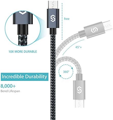 Micro USB кабел за андроид полнач-SyncWire [2-Pack 3,3 ft] Супер-изводлив најлон-плетен брз синхронизација и кабел за полнење за Samsung,