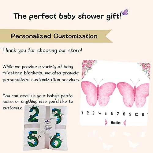 Месечна пресвртница за бебиња на Qicaiyun Baby, близнаци, новородени месечни подароци за бебешки туш, слики од пеперутка за бебиња, 60'''x40