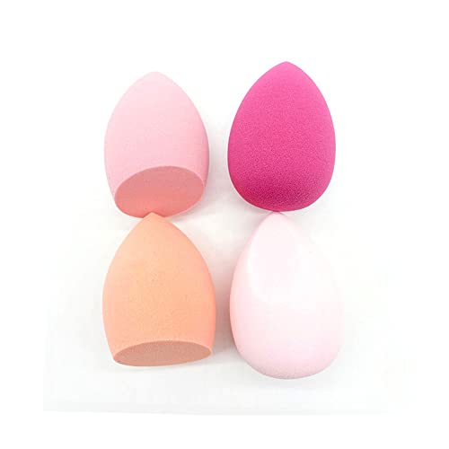 4pcs наклон исечен шминка сунѓер во прав, суво и влажна комбинирана козметичка топка за козметичка топка во прав, пурпурна, виолетова