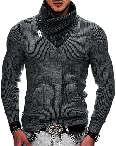 Плетени џемпер мажи, европски и американски машки плетенка пулвер со качулка со тенок тенок џемпер