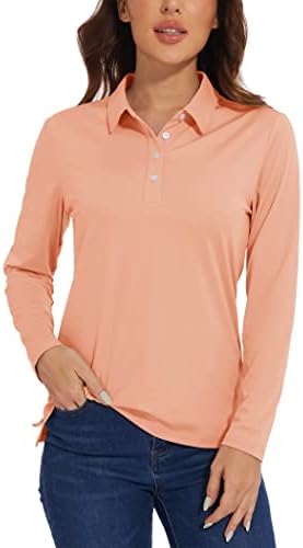 Крисилли женски долги ракави Поло голф кошули Обични спортови Вклучете ја маицата со јака