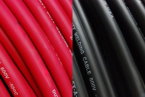Темко Индустриски WC0340-20 '4/0 мерач AWG заварување олово и кабел за батерии за автомобили бакарна жица црна + црвена | Направено во САД