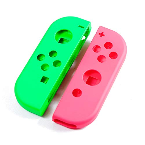 Нова обвивка за куќишта за куќиште + Замена на држачот на средната рамка за батеријата за контролорот на Nintendo Switch NS JOY-CON, лево зелено и десно розово лице од 6PCS целосе?