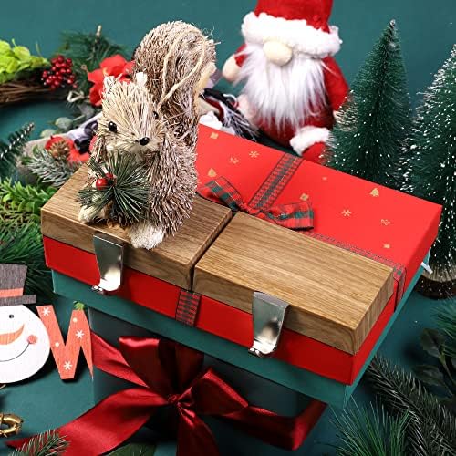 Fovths 2 парчиња божиќни носители на порибување DIY цврсти божиќни држачи за порибување камиони куки за камин за камин мантија суштински Божиќен декор, кафеава