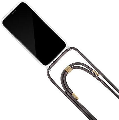 N/h јасен случај за iPhone 12promax, iphone 12promax кутија со crossbody каиш прилагодлив на куќиштето на шок -отпорен на вратот за