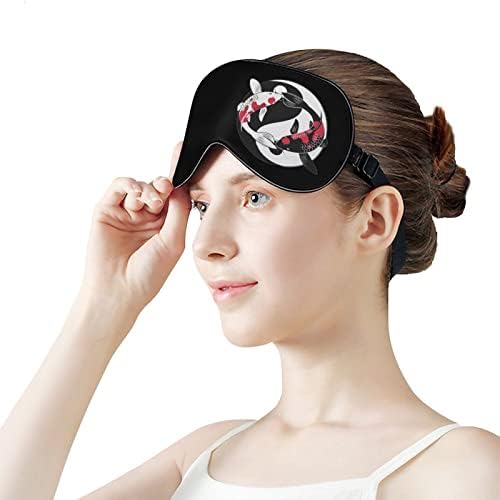 Koifish yynyang маска за спиење со прилагодлива лента меко око затемнување за затемнување за слепите за патување за одмор