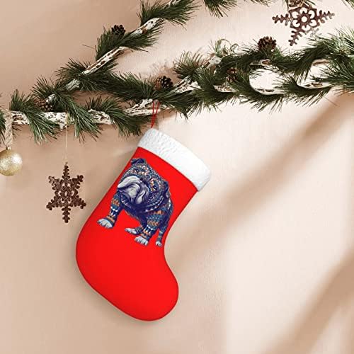 Yuyuy Англиски булдог Божиќна порибна декорација на одмор камин виси чорап 18 инчи чорапи