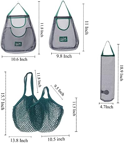 KCKEYS плус големина зелена нето -жица торба за долга рачка преносна, печење, еднократно нето -шопинг тота, организатор на жица
