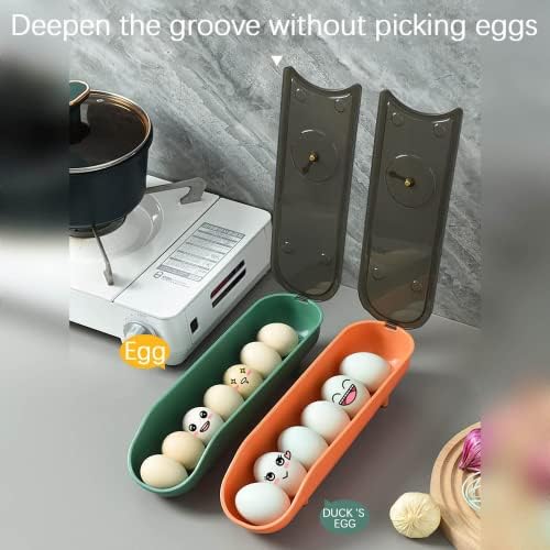 Држач за јајца од 2 парчиња за фрижидер, сад за кутии за јајца за автоматско тркалање на фрижидер, фиока за складирање на држачи