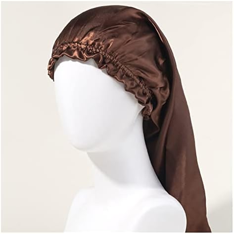 Sawqf сатенско капаче за спиење за долга коса свила долга хауба со мека еластична лента за кадрава коса плетенка капа