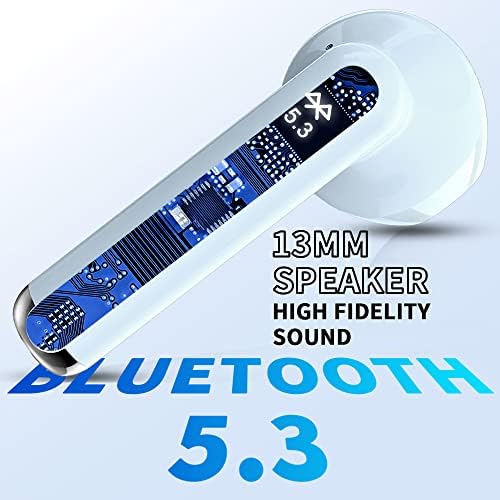 Безжичен ушен уш, слушалки со Bluetooth со 4 бучава за откажување на HD Mic, Bluetooth 5.3 безжични слушалки, авто -спарување на Bluetooth