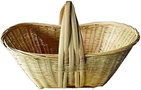 DVSFB рачно изработен бамбус ткаен корпа за зеленчук корпа бамбус корпа за купување ткаени корпа овошје корпа за јајца, еколошки растителен