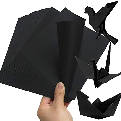 Црна хартија за оригами 400 листови 6x6 инчи, двострана 6 инчи 15х15 см квадратна преклопна хартија за проекти за уметност и