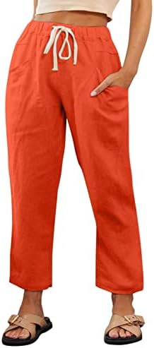 Mackneog лабава вклопена цврста боја широка нога каприс лето постелнина широка нозе капри панталони обични со џебови жени влечење на капри